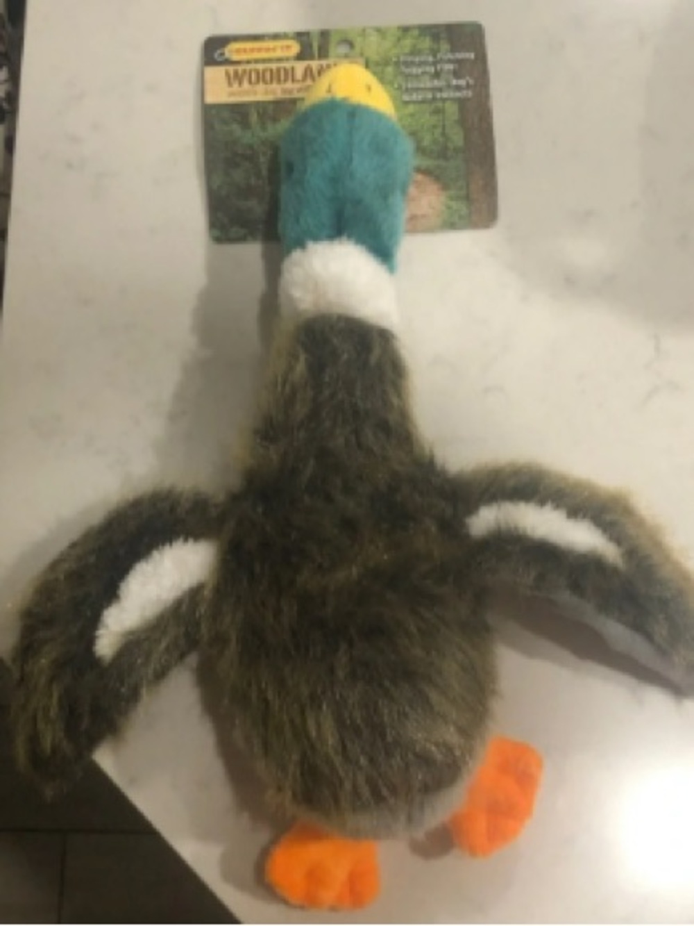 Plush Mallard Squeaky Pet Toy - Green/Orange